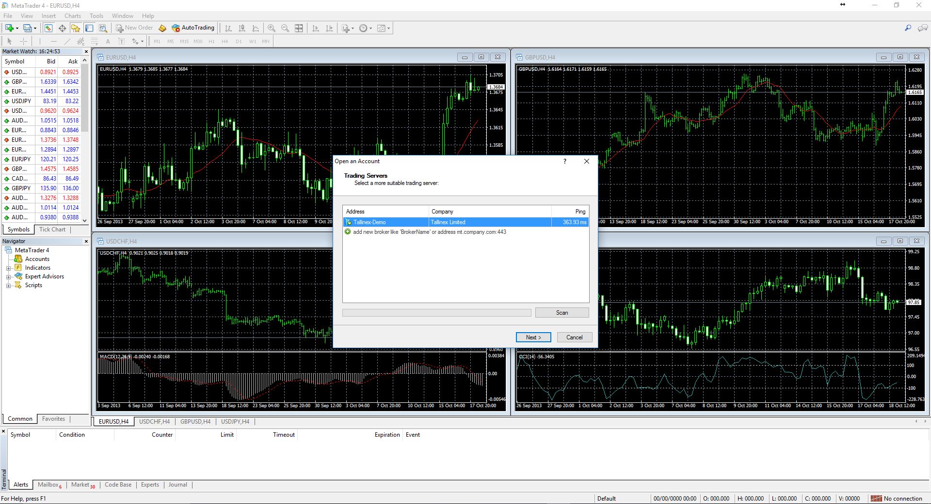 MetaTrader 4 - 外汇练习账户开户窗口